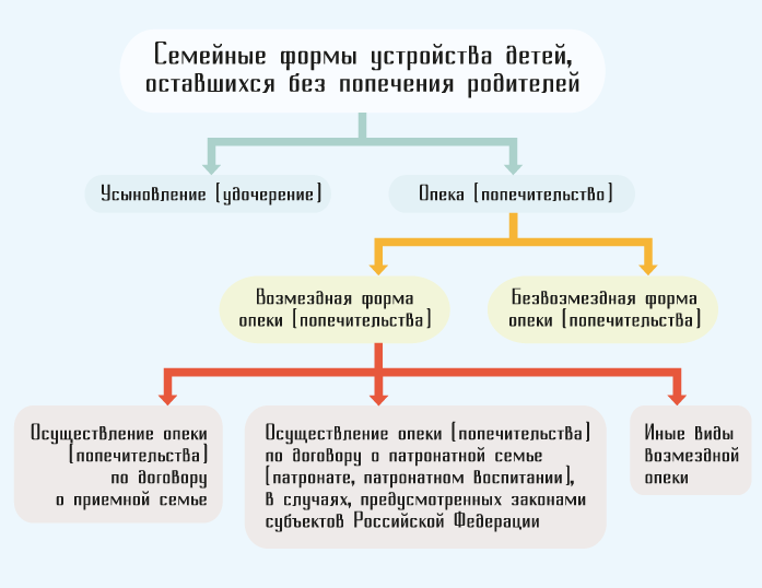 Схема формы семейного попечения и государственного попечения детей сирот